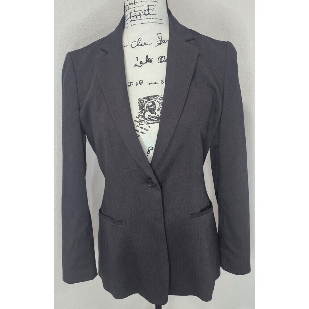 Tahari Jacket Women’s Size 4 Charcoal Bronze Blazer Lined Single Button Career